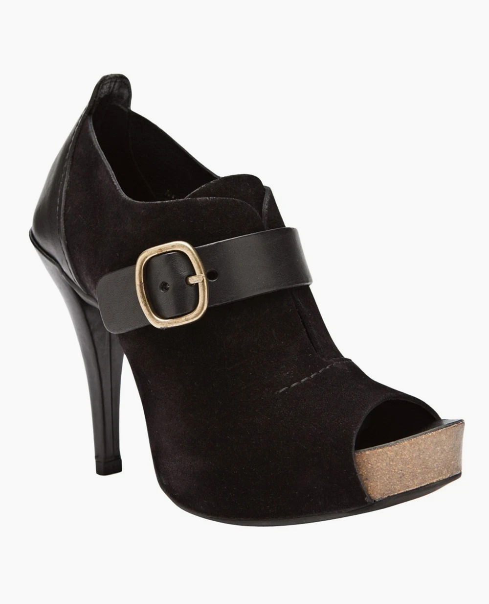 Pedro Garcia Chick Black Suede Peep Toe Bootie Ankle Boot Slim Heel 36